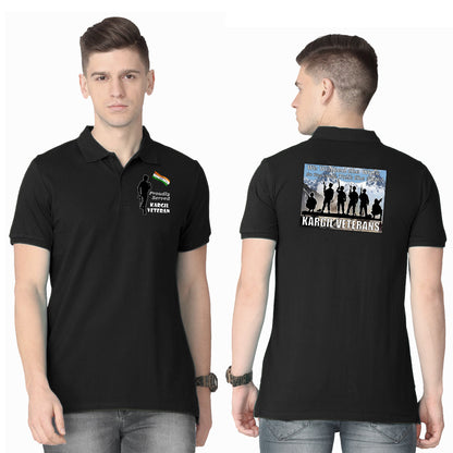 T-Shirts for Indian Army Veterans (Dri-Fit Polo, Kargil Veteran, Black)
