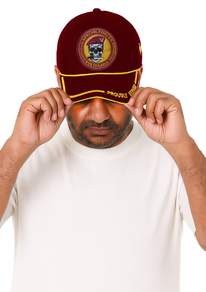 Premium Baseball Cap for the Veterans of Special Forces (Maroon, Proudly Served)