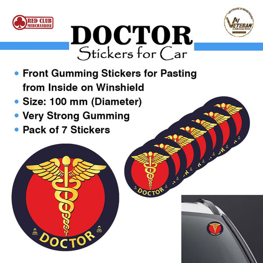 Doctor Veteran Windshield Front Gumming Vinyl Stickers/Decals for Inside Pasting (Pack of 7)