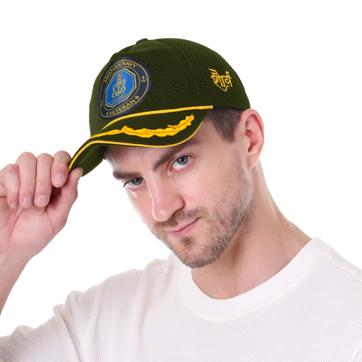 Indian Navy (Olive Green, Officer) Premium Baseball Cap for Veteran