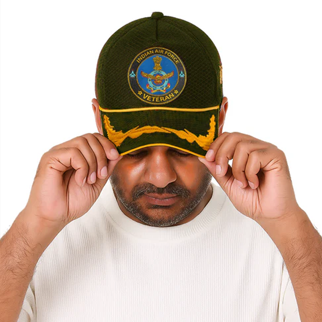 Indian Air force (Olive Green) Officers' Baseball Cap for Veterans