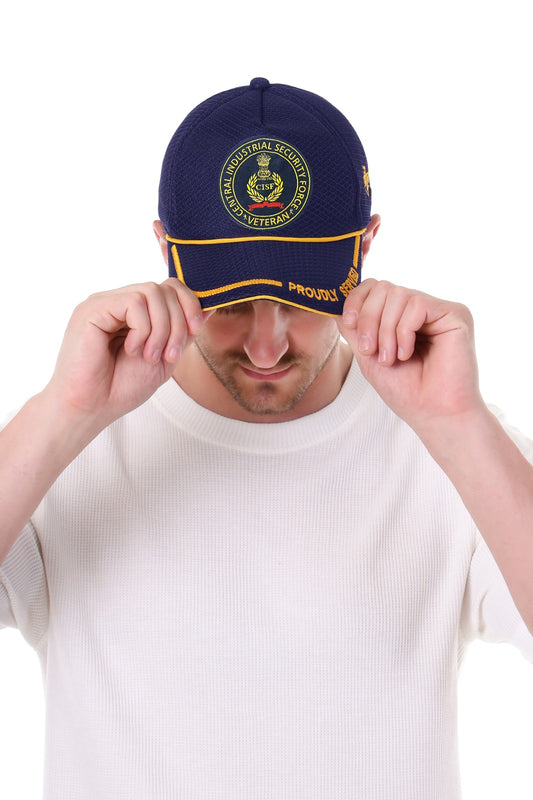 Premium Baseball Cap for CISF Veteran (Blue, Proudly Served)