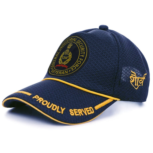 Premium Baseball Cap for CISF Veteran (Blue, Proudly Served)