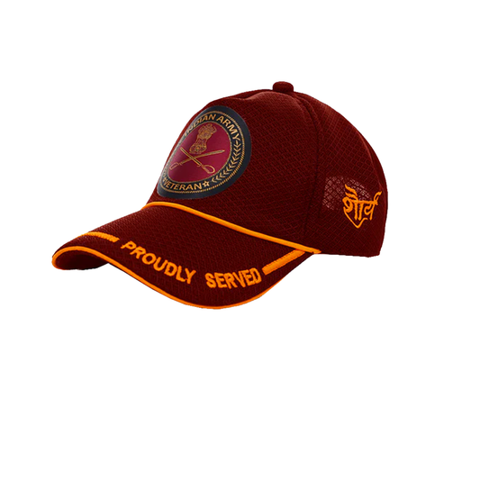 Indian Army-Proudly Served (Maroon) Veterans Baseball Cap