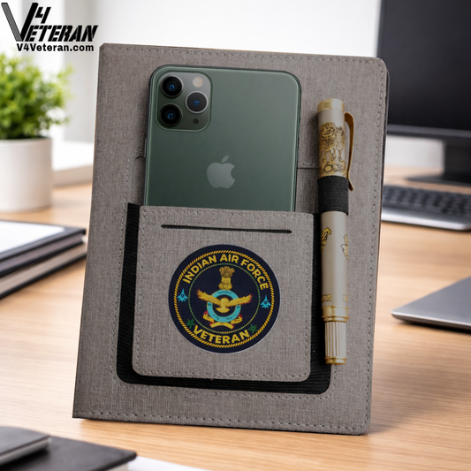 Indian Air Force Veteran Office Notebook with Phone & Pen Holder