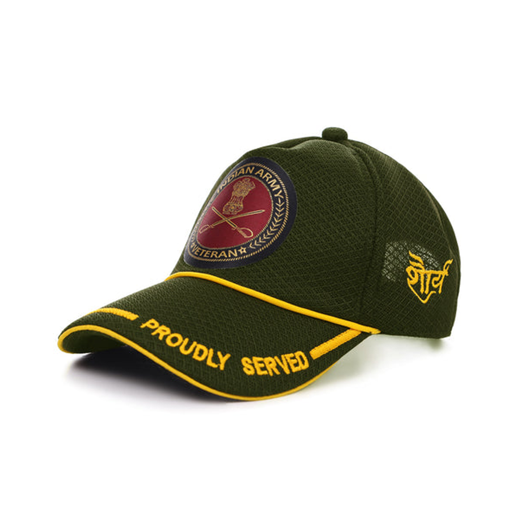 Indian Army-Proudly Served (Olive Green) Veterans Baseball Cap