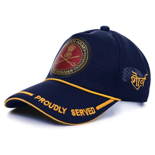 Indian Army (Blue-Color) Proudly Served Baseball Cap for Veterans