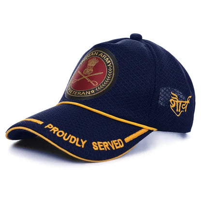 Indian Army (Blue-Color) Proudly Served Baseball Cap for Veterans