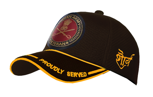 Indian Army-Proudly Served (Black) Veterans Baseball Cap