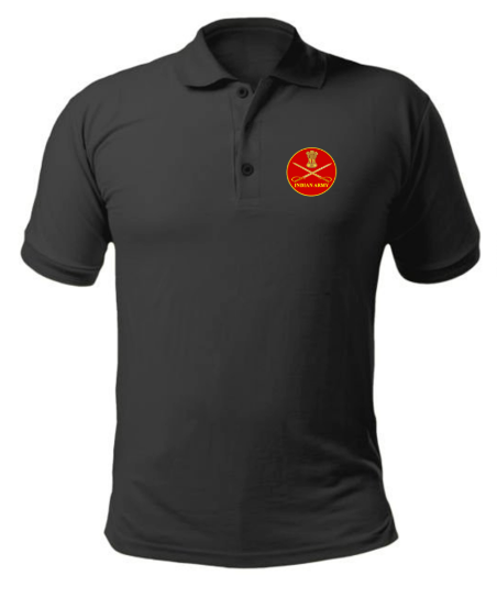 T-Shirts for Indian Army Veterans (Dri-Fit Polo, Crest, Black)