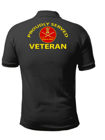 T-Shirts for Indian Army Veterans (Dri-Fit Polo, Crest, Black)