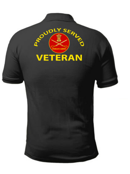 T-Shirts for Indian Army Veterans (Dri-Fit Polo, Crest, Black)
