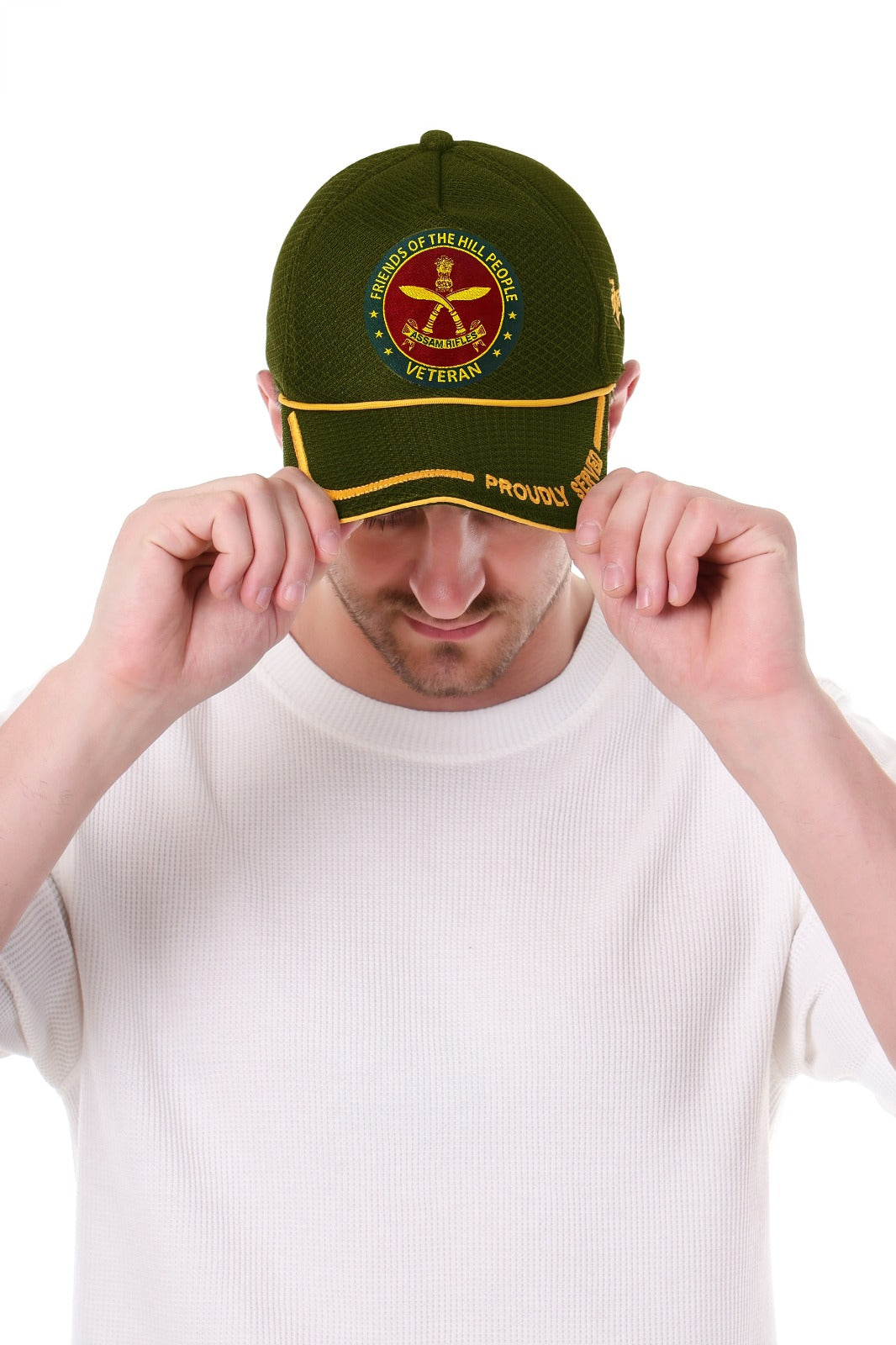ASSAM RIFLES (Olive Green, Proudly Served) Baseball Cap for Veterans