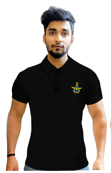 T-Shirts for Indian Air Force Veterans (Dri-Fit Polo, Crest, Black)