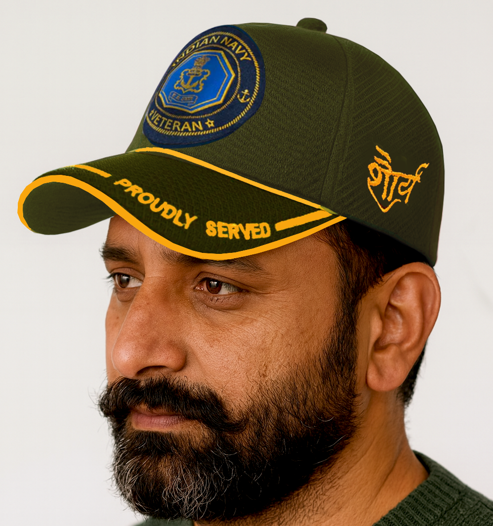 Indian Navy (Olive Green) Proudly Served Baseball Cap for Veterans