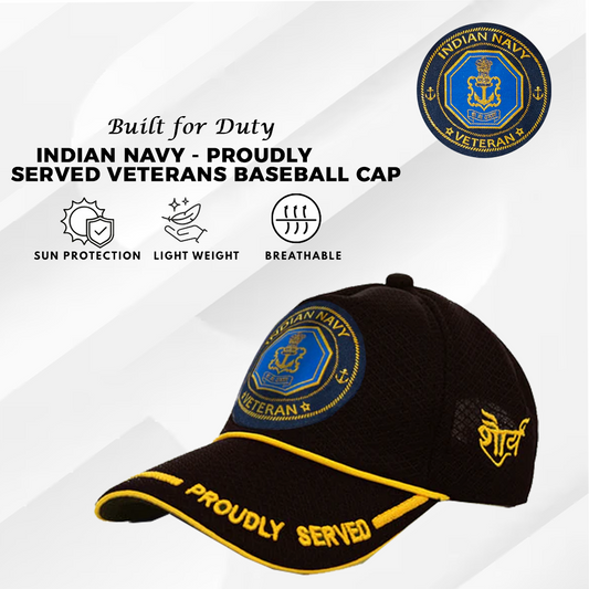 Indian Navy-Proudly Served (Black) Veterans Baseball Cap