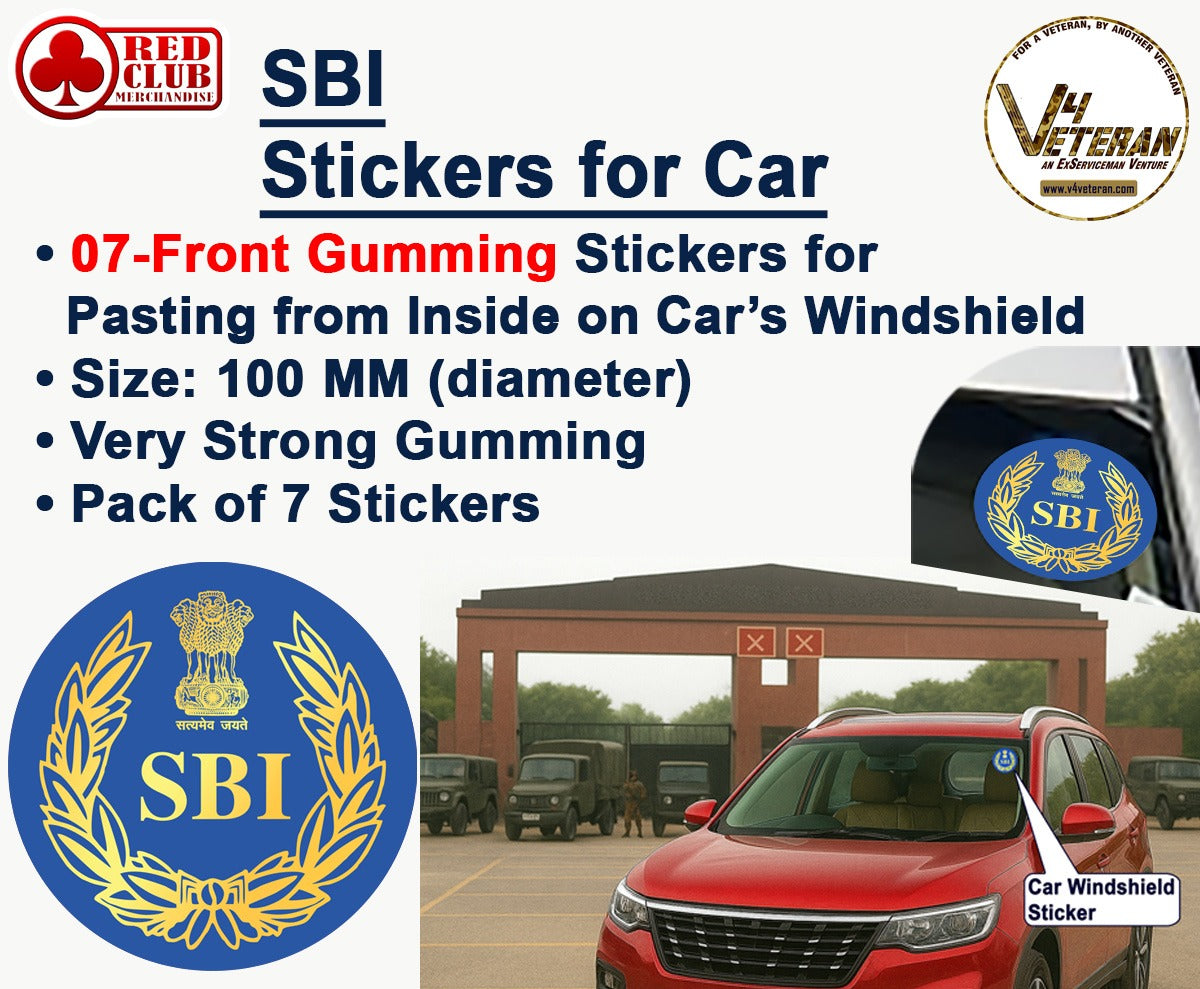 SBI Veteran Windshield Front Gumming Vinyl Stickers/Decals for Inside Pasting (Pack of 7)