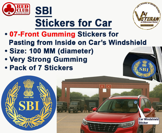 SBI Veteran Windshield Front Gumming Vinyl Stickers/Decals for Inside Pasting (Pack of 7)