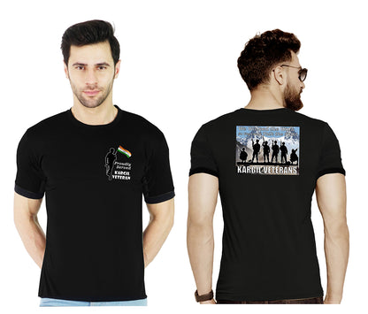 T-Shirts for Indian Army Veterans (Cotton Round Neck, Kargil Veteran, Black)