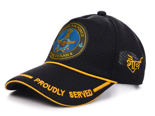 Indian Air force (Black) Proudly Served Baseball Cap for Veterans