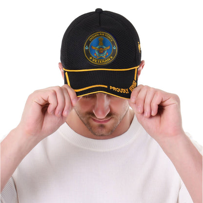 Indian Air Force (Black-Color) Proudly Served Baseball Cap for Veterans