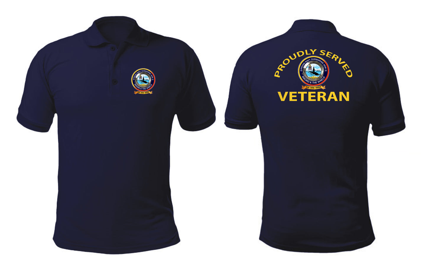 T-Shirts for Indian Navy Veterans (Dri-Fit Polo, Submariner, Dark Blue)