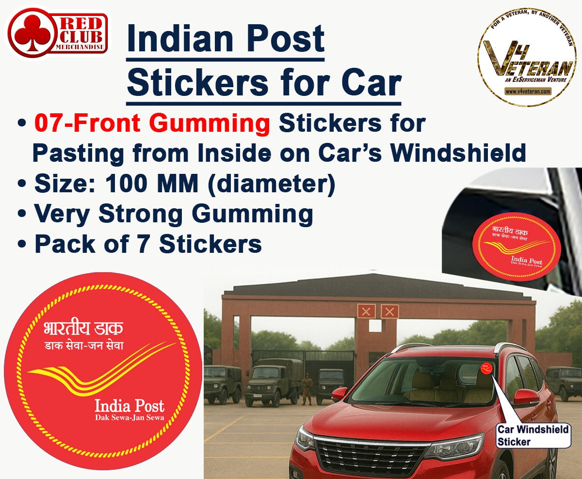 INDIAN POST Windshield Front Gumming Vinyl Stickers/Decals for Inside Pasting (Pack of 7) (Copy)